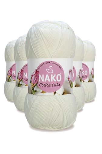 Nako RT-RYL-HMR16136 5 Adet Cotton Lüks Yelek Tunik Kazak Bluz Hırka İpi Yünü Süt Beyaz 97570