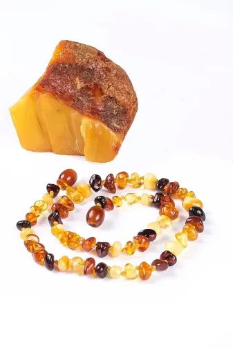 Natural Kehribar Lilay9877 Multicolor Kehribar Bebek Diş Kolyesi, Bebeklere Hediyelik Kolye