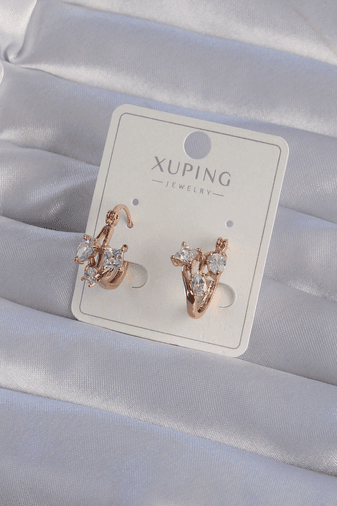 Nehir BKP9358-BLNC Xuping Rose Renk Zirkon Taşlı Halka Küpe Altın