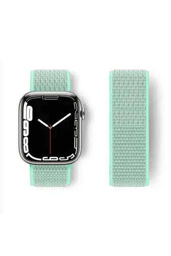 Newface Apple Watch 42mm Hasırlı Cırtcırtlı Kordon - Turkuaz