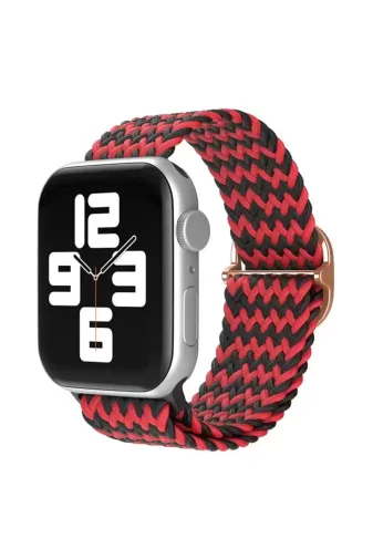 Newface Apple Watch 42mm Star Kordon - Zigzag Kırmızı-Siyah