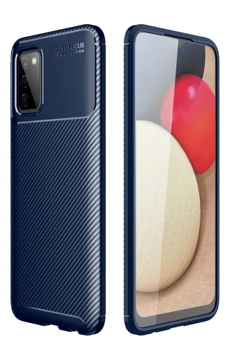 Newface Samsung Galaxy A02S Kılıf Auto Focus Karbon Kapak - Lacivert