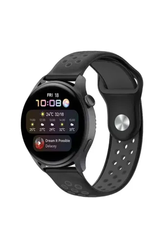 Newface Watch 20mm Spor Delikli Kordon - Siyah-Füme