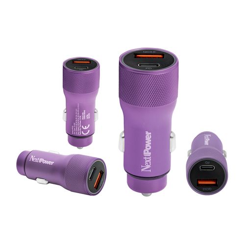 Next Power NP525 USB/PD Araç içi Hızlı Şarj Adaptörü - Mor