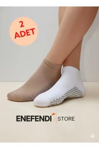 NF ND ENEFENDİ YOGAEKO 2 Çift Kaydırmaz Unisex Yoga, Pilates, Tavaf Çorabı | Spor Patik Çorap Beyaz|Açıkkahve 36-40