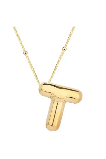 NİDAM BUTİK NIDMBTK-T7867 Gümüş Gold Balon T Harfi Kadın Kolye