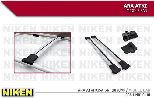 Niken 41075671 Araç Üstü Ara Atkı Tavan Barı Bagaj Taşıyıcı-Gri Yanlardan Sıkış