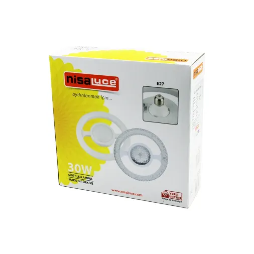NİSALUCE EAMP-059/KB  MİKA KRİSTAL PLASTİK CAM   SİMİT MODEL  LED AMPUL  30W   E27   BEYAZ=6500K   2700 LUMEN (4745)