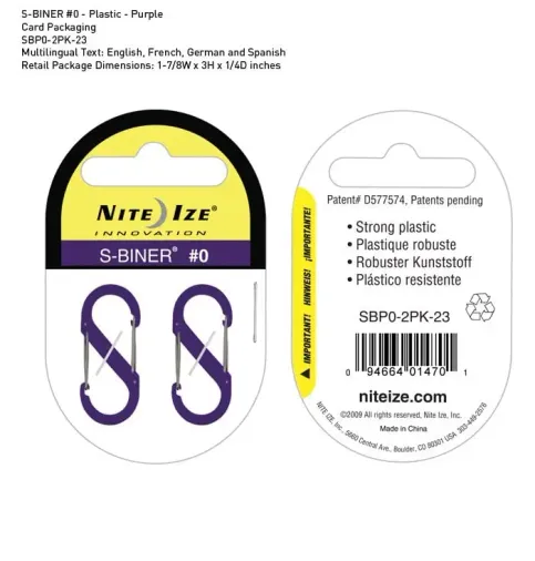 Nite-ize S-Biner Plastik Size 0 Purple/Mini Mor Askı