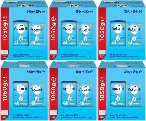 Nutrıcıa Pronutra 800GR+250GR Toplam: 1050GR Devam Sütü No:4 (1 Yaş ve Üzeri) (6 Lı Set)