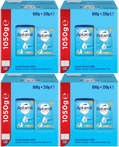Nutrıcıa Aptamil Pronutra 1050GR (800+250GR) Devam Sütü No:4 (1 Yaş ve Üzeri) Avantaj Pk (4 Lü Set)