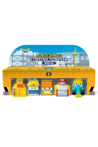 NW NessiWorld casaxmlN02.POLI761 Poli Mrt-761 Robocar Poli Mini İnşaat Araçları 5Li Set
