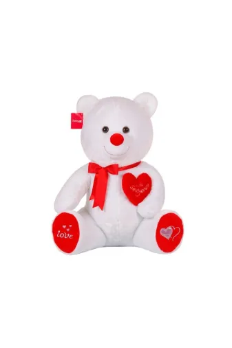 NW NessiWorld xmlspt023.1054B 1054B Tıkıl Ayı 70 Cm Beyaz-Selay Oyuncak