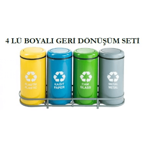 OEM bnm001A Sıfır Atık Kutusu 4 Lü Boyalı Geri Dönüşüm Çöp Kutusu