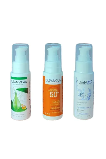 OLEANSUN krembukletset50 Güneş Korumalı Nemlendirici Alovera 3Lü Krem Set El Yüz Vücut 50 Ml Spf50+