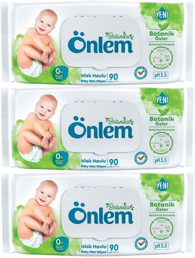 Önlem Islak Havlu Mendil 90 Yaprak Botanika Özlü (3 Lü Set) Plastik Kapaklı 270 Yaprak
