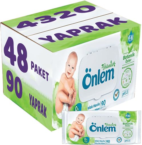 Önlem Islak Havlu Mendil 90 Yaprak Botanika Özlü (48 Li Set) Plastik Kapaklı 4320 Yaprak