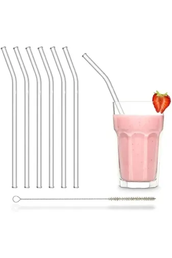 Online Kapında Mutfak gereç Lüks Fırçalı Eğik Cam Pipet Isıya Dayanıklı Termisil Cam Pipet 21Cm 6Adet