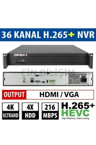 OPAX TYC7PBPMJN172785674474401 -C04L036 36 Kanal 4K 4 Hdd H.265+ Akıllı Premium Nvr Kayıt Cihazı