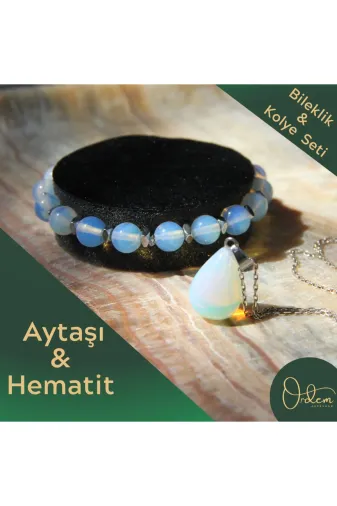 Ordem tkmaytşklyblklk Aytaşı Bileklik & Çelik Kolye Doğal Taş Set Ürün (Kadın Sağlığı & Hormonal Denge)