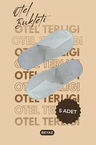 otel bukleti 90grterlikbuklet5cift Tek Kullanımlık 90 Gr Tela Terlik 4,5 Mm Polietilen Taban 5 Çift