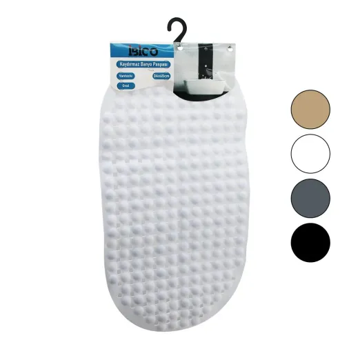 OVAL - PLASTİK KABARTMA TOP DESENLİ - RENKLİ 63PCS VANTUZLU KAYDIRMAZ BANYO - KÜVET PASPASI 34X65CM (4745)
