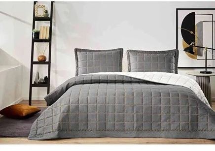 Özdilek Çift Kişilik Nakışlı Yatak Örtüsü 240*250 SQuare Antrasit
