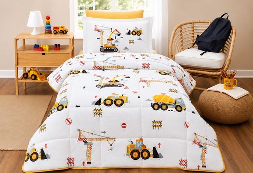 Özdilek Ranforce -Builder Sarı- Tek Kişilik Çocuk Uyku Seti