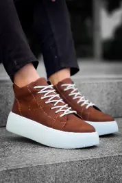 Pabucmarketi Bağcıklı Erkek Spor Bot TABA (BEYAZ TABAN)