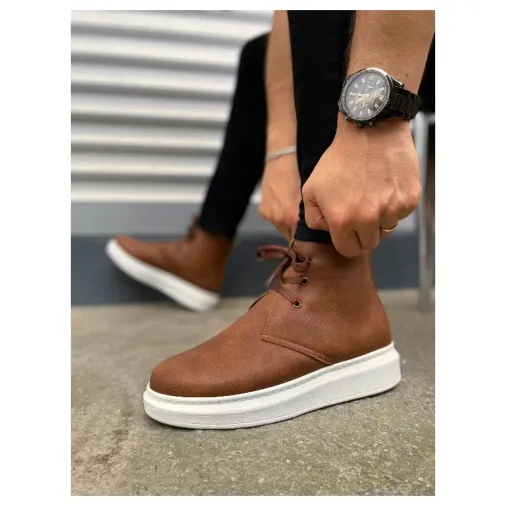 Pabucmarketi Taba (Beyaz Taban) Bağcıklı Erkek Sneaker Bot