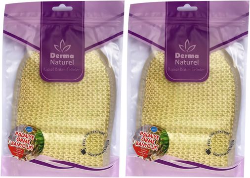 Palmiye Lifi Örme Banyo Eldiveni (15*24CM) MS-04 (2 Li Set)