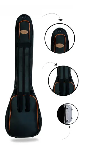 PANDURA MÜZİK BGLMKSAD44-2 Profesyonel Su Geçirmez 20 Mm Pedli Gigbag Uzun Bağlama Saz Kılıfı Siyah