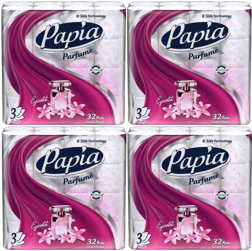 Papia Tuvalet Kağıdı (3 Katlı) 128 Li Pk (4PK*32) Egzotik Parfümlü