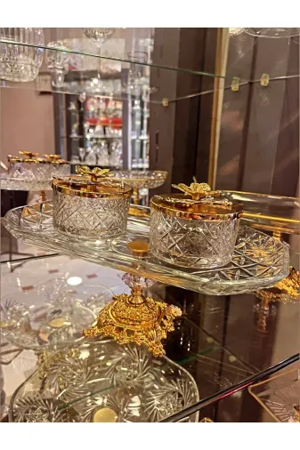 Paşabahçe TYC00612977534 Timeless 3 Parça Set - 1 Adet Ayaklı Baton 2 Adet Kelebek Kapaklı Kase