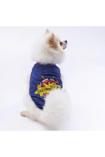 Pawstar ST2480 Lacivert Summer Time Kedi Köpek Tişörtü - Kedi Köpek Kıyafeti
