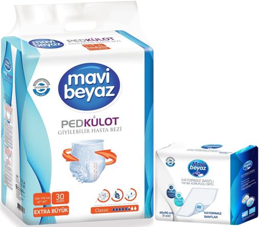 Ped Emici Külot Hasta Bezi XL - Extra Büyük 30 Adet + Yatak Koruyucu Örtü 60*90CM 30 Adet