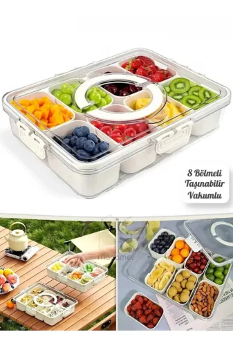 Perağ FH-67638 8 Bölmeli Taşınabilir Kilit Kapaklı Saklama Kabı Kahvaltılık Organizer