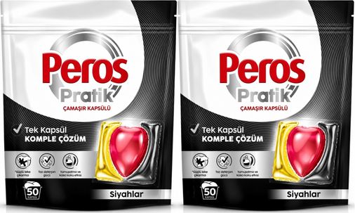 Peros Pratik Matik Çamaşır Deterjanı Kapsülü - Tableti 100 Adet Siyahlar (Avantaj Pk)