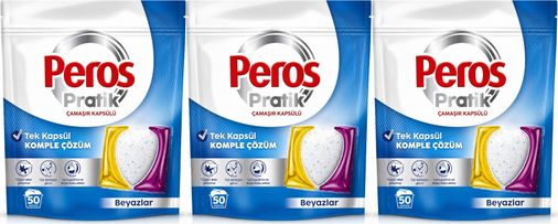 Peros Pratik Matik Çamaşır Deterjanı Kapsülü - Tableti 150 Adet Beyazlar (Avantaj Pk)