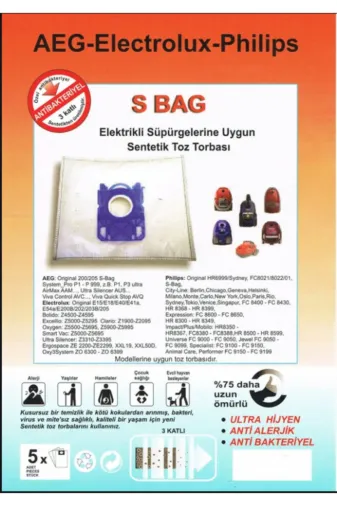 Philips PH02 -S-Bag Süpürge Torbası 10 Adet