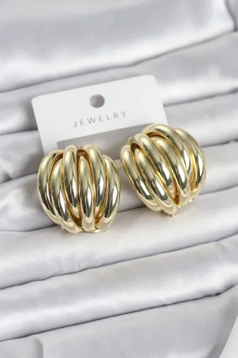 Pirinç Gold Renk Vintage Kadın Küpe TJ-BKP11655