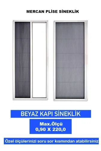 Plisem VLYMPLİSEBEYAZ Plise Akordiyon Sürgülü Kapı Pencere Sineklikleri En-0.90 Boy-220.0