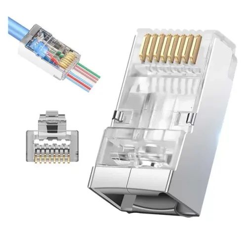 Powermaster Pm-25748 Ez Plug Yeni Nesil 8 Pin Açık Uçlu Rj45 Soket 8p/8c (100’lük Paket)