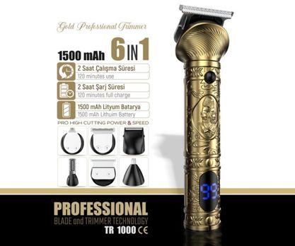 Powertec Tr-1000 (14 Başlık) Erkek Bakım Kiti Saç Sakal Kaş Burun Sakal Vücut Tıraş Makinesi