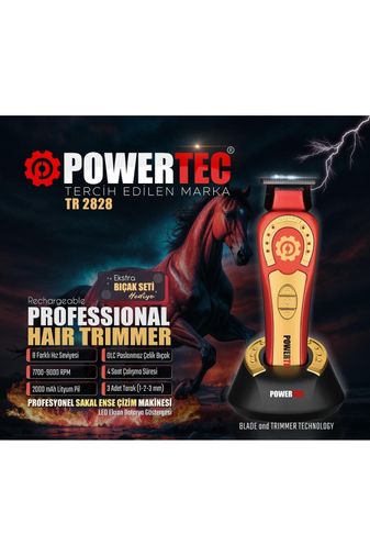 Powertec Tr-2828 Tam Profesyonel 9.000Rpm 8 Kademeli Sakal Ense Kesim-Çizim Makinesi +Yedek Dlc Bıçak Seti