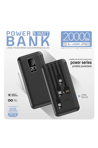 PR130power Subzero 20.000Mah Pr130 Powerbank 3In1 Kablolu Standli
