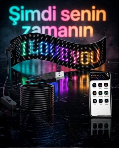 PRATİKOBA MEYTDUCZZZLEDMATRİX60CM-2-BLMY Mey İthalat 60 Cm Led Matrix Panel 16X96 Piksel Bluetooth Kontrollü Rgb Kayan Yazı Ekranı Çok Renkli