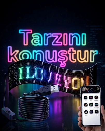 PRATİKOBA MEYTDUCZZZLEDMATRİX60CM-3-BLMY Mey İthalat 16X96 Led Yazı Paneli 60 Cm Esnek Rgb Işıklı Programlanabilir Ekran Çok Renkli