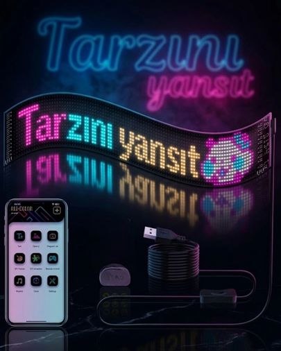 PRATİKOBA MEYTDUCZZZLEDMATRİX60CM-BLMY Mey İthalat Rgb Led Matrix Panel Esnek Yapı Uygulama Kontrollü Kayan Yazı Ekranı Çok Renkli