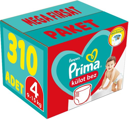 Prima Külot Bebek Bezi 4 Beden 9-15 KG Maxi 310 Adet MeGa Fırsat Pk